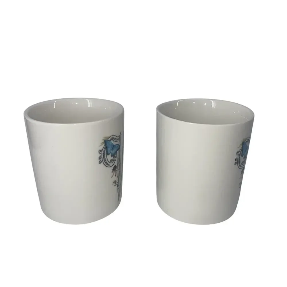 2 Mugs Monique Lhuillier Pottery Barn Tuileries Coffee Initial W Floral